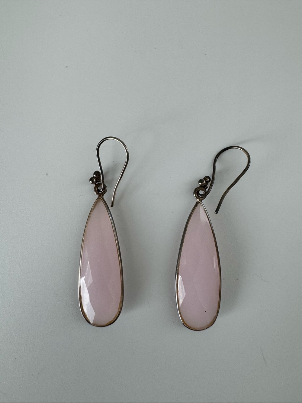 Teardrop Pink Glass Dangle Earrings